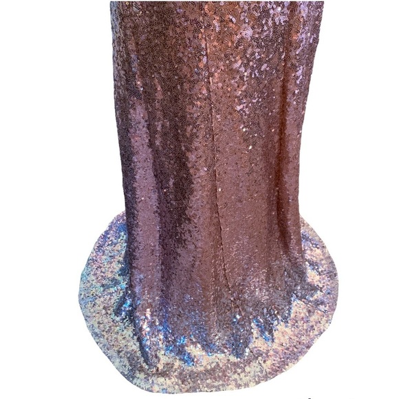 new Crystal Doll Ombré Sequined Mermaid Gown Formal Dress Light Pink Silver - Picture 7 of 16